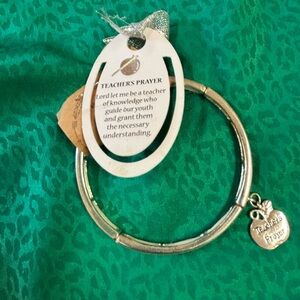 Gold Bangle Bracelet with Teacher's Prayer Charm